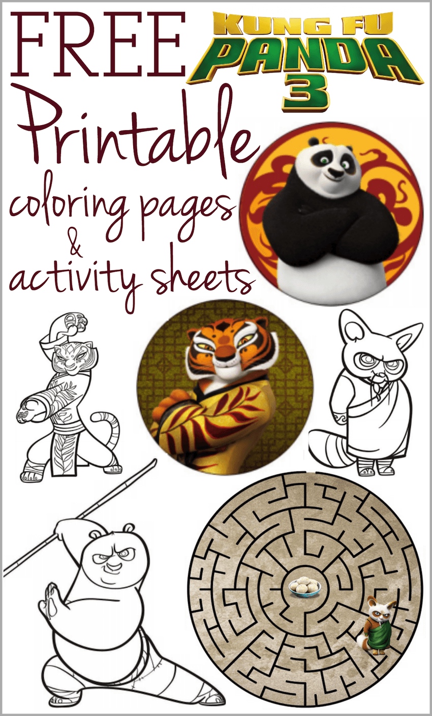 Kung fu panda printable coloring pages and activity sheets