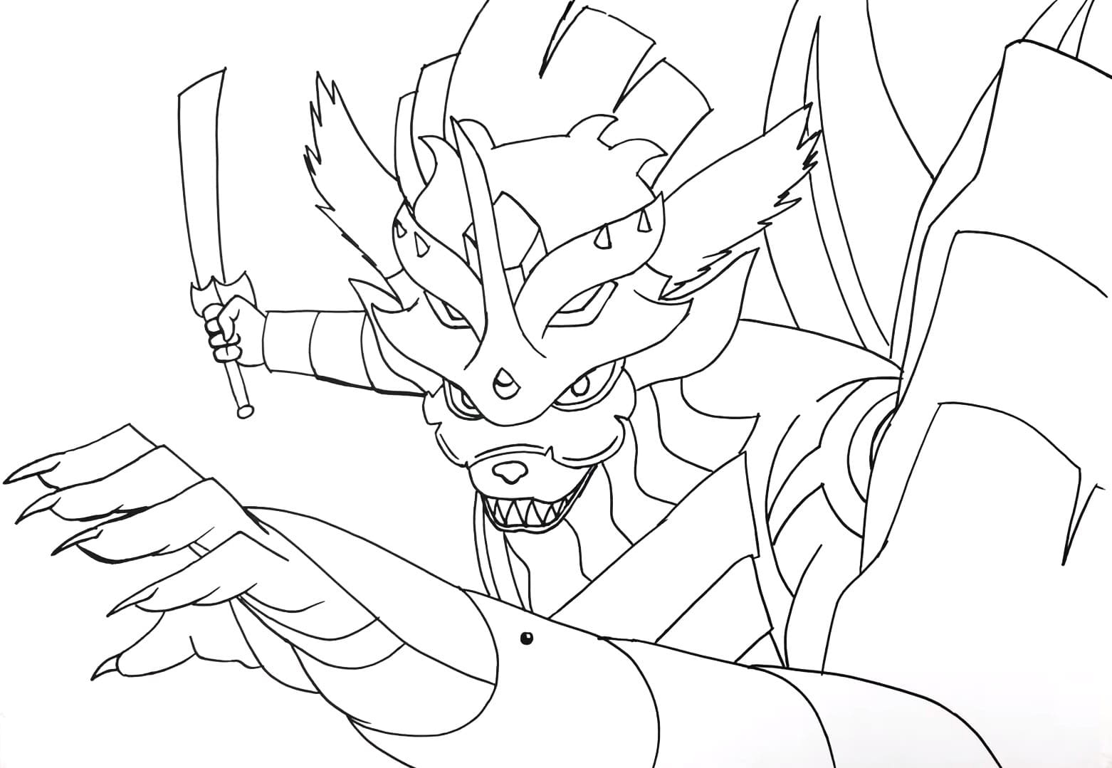 Coloring page kurama susanoo armor print free