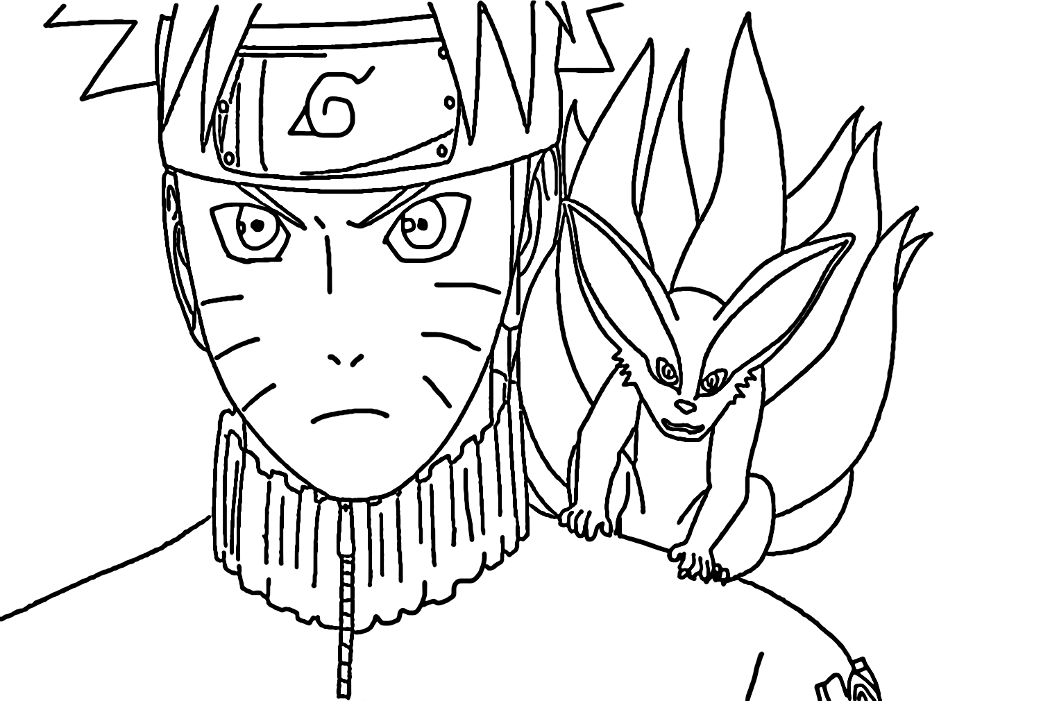 Naruto and kurama coloring page