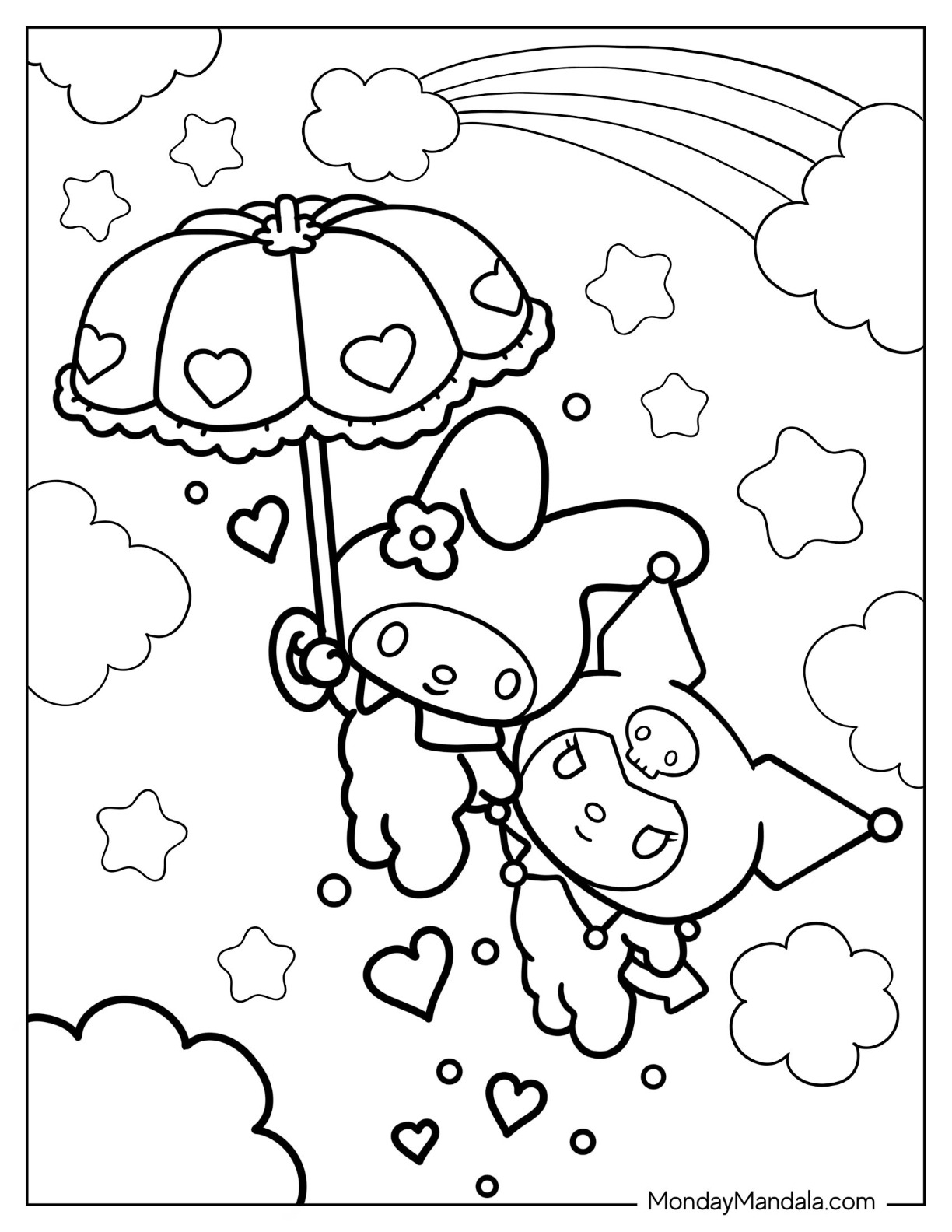 Kuromi coloring pages free pdf printables