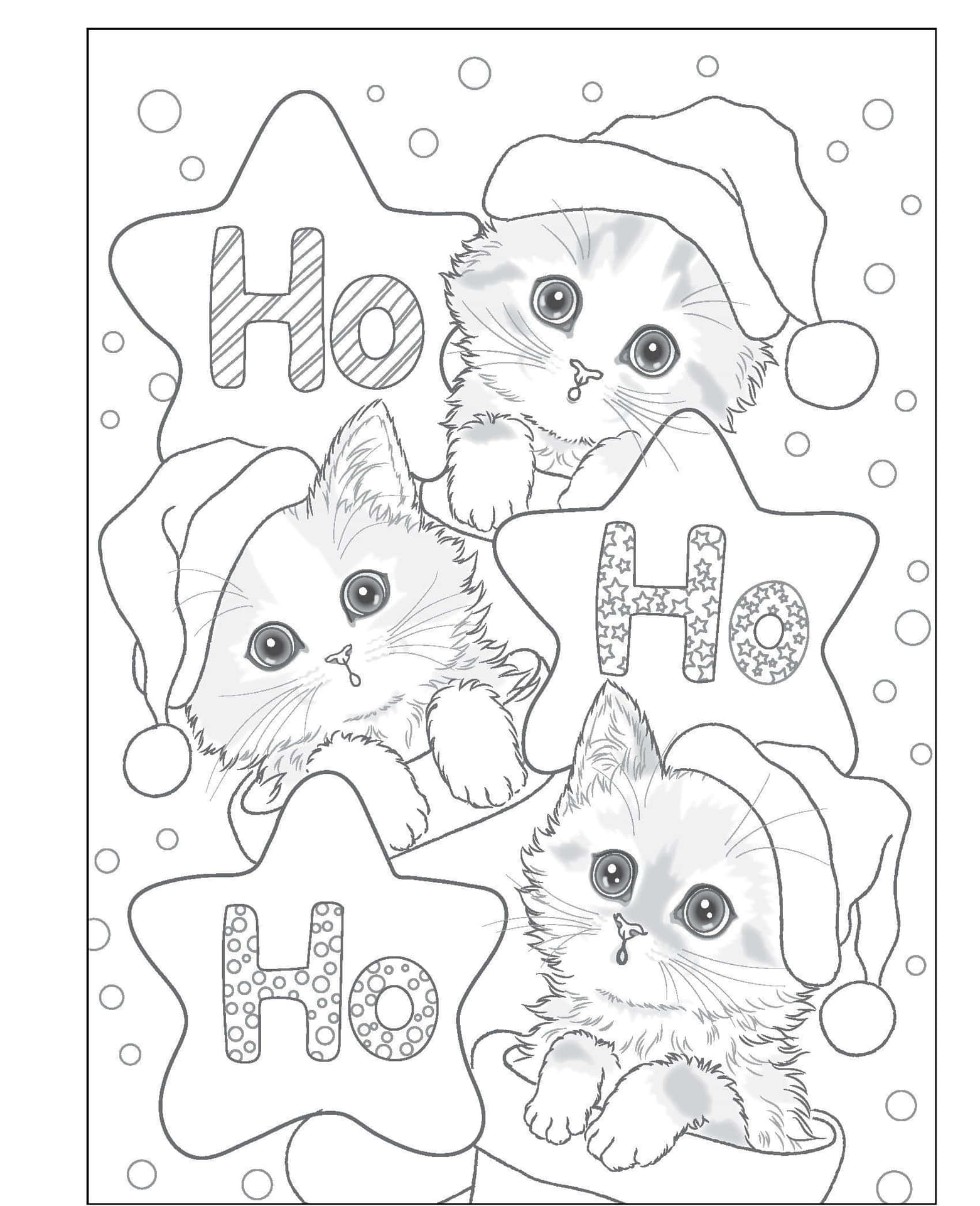 Download christmas coloring kittens picture