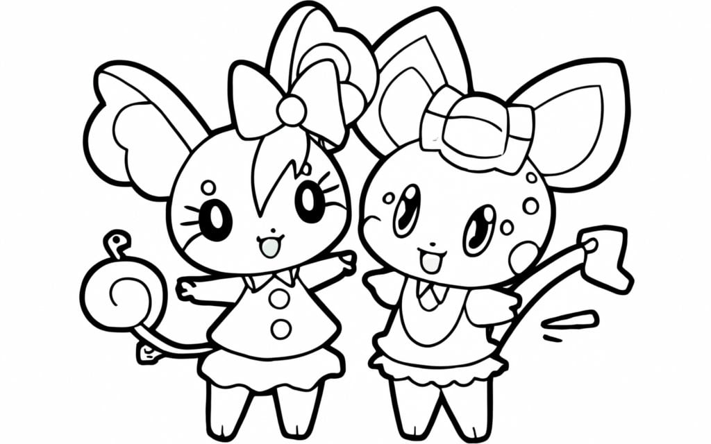 Printable my melody and kuromi coloring page