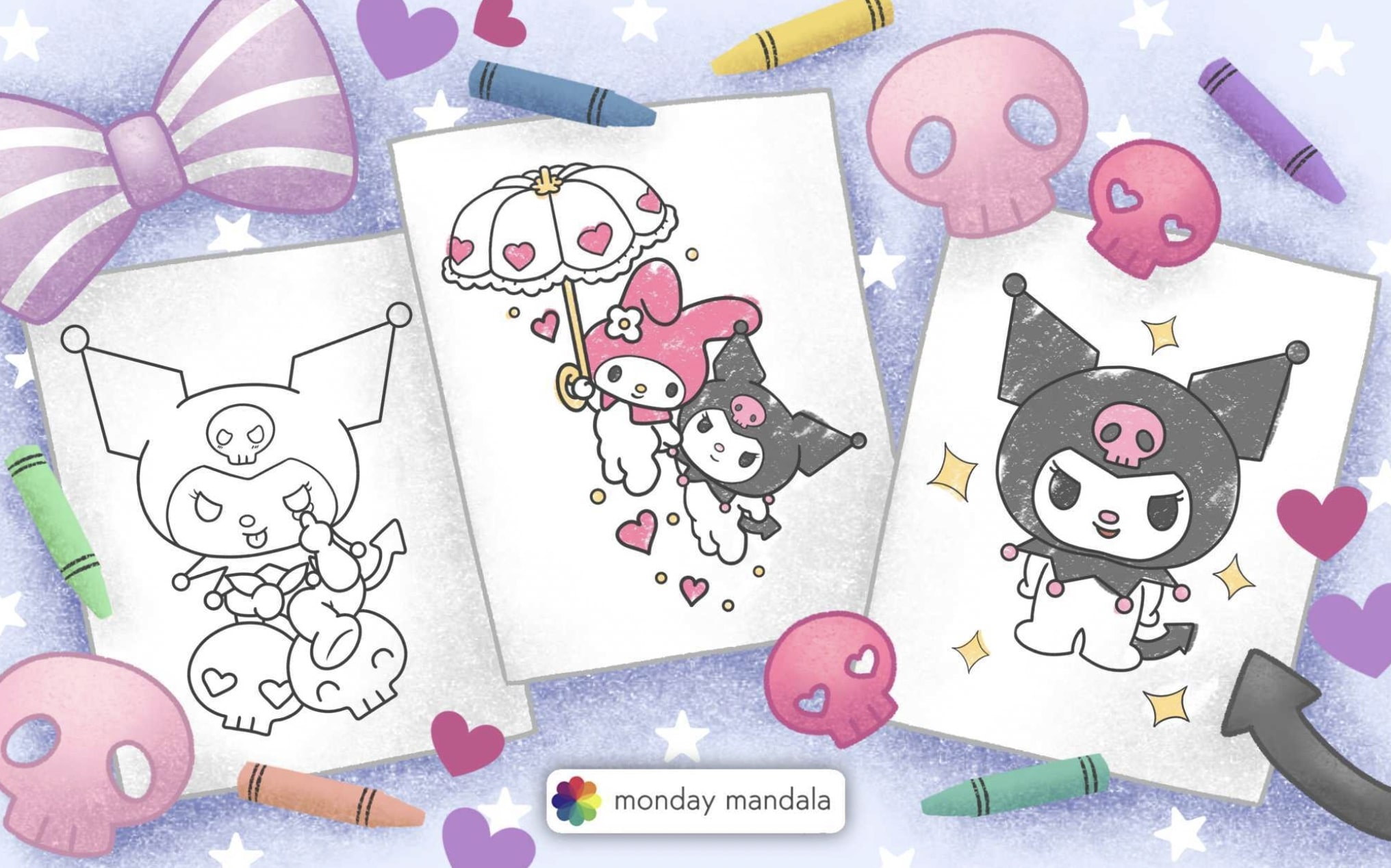 Kuromi coloring pages free pdf printables