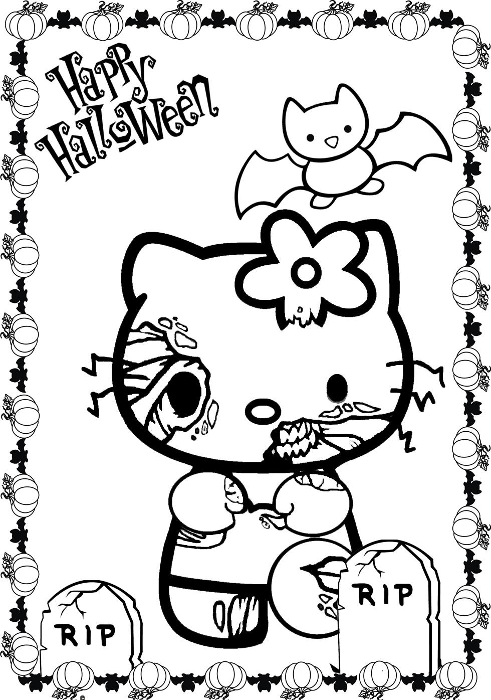 Hello kitty halloween coloring pages