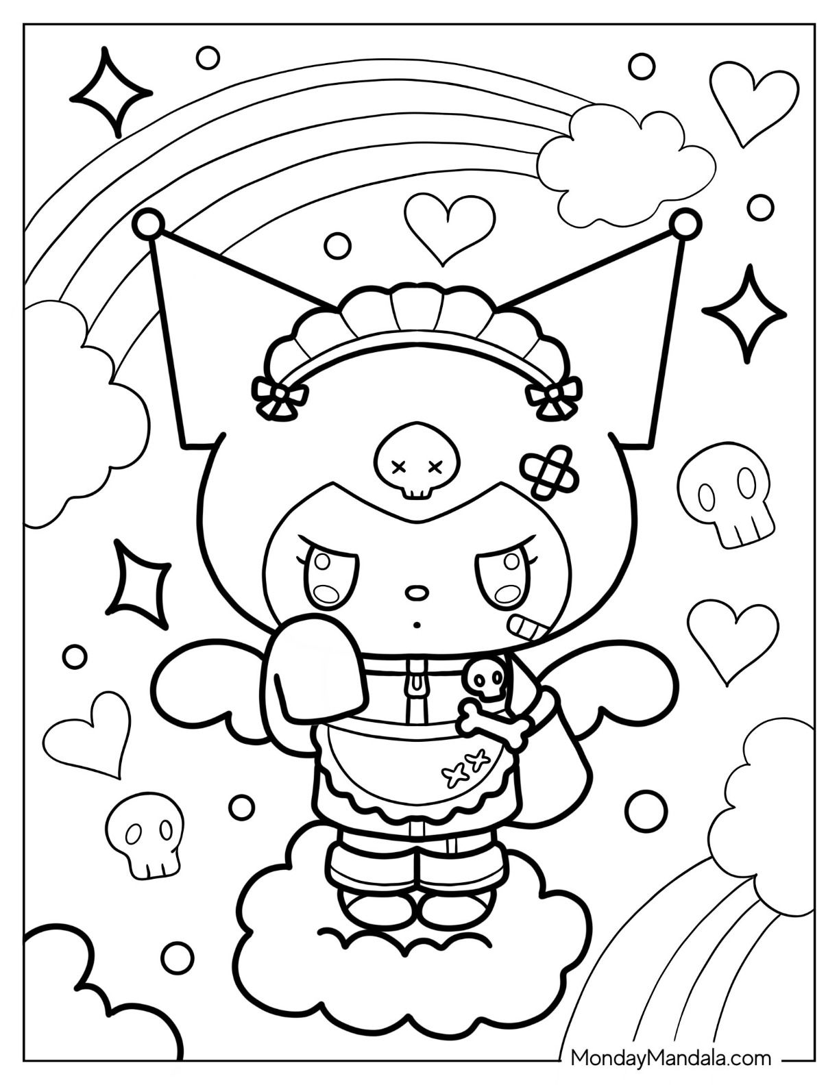 Kuromi coloring pages free pdf printables hello kitty colouring pages cute coloring pages hello kitty coloring