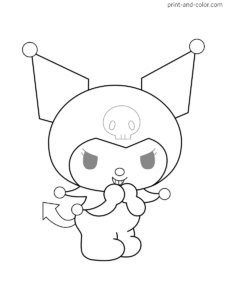 Kuromi coloring pages print and color