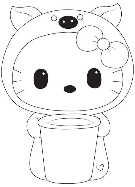 Premium vector hello kitty line art vector