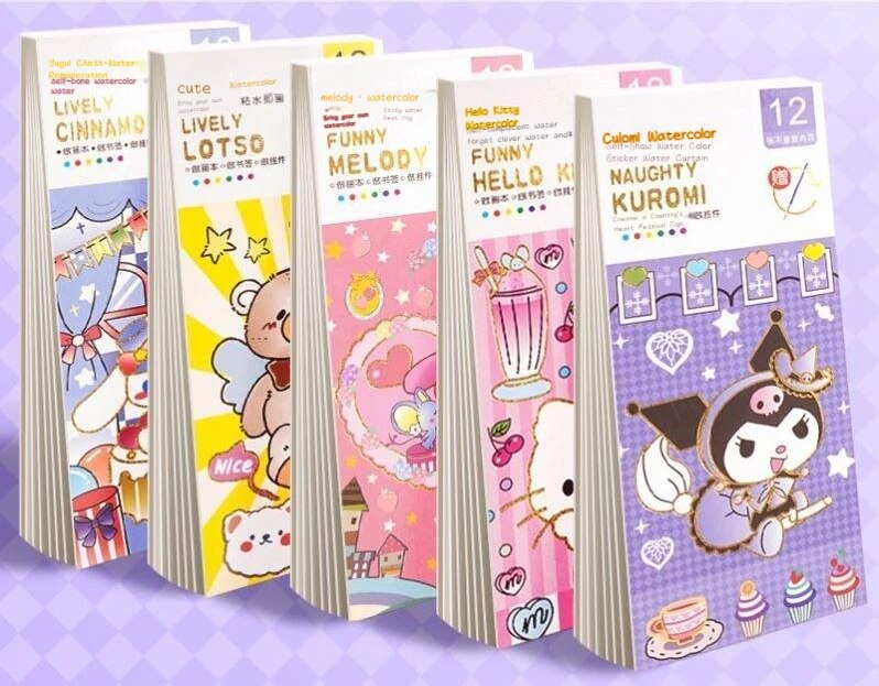 Sheets cartoon sanrio kawaii cinnamoroll kuromi melody hello kitty coloring book paint watercolor picture book gift wholesale