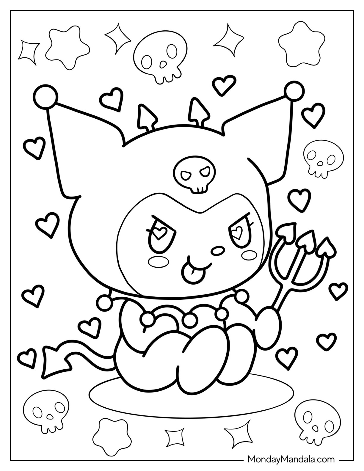 Kuromi coloring pages free pdf printables