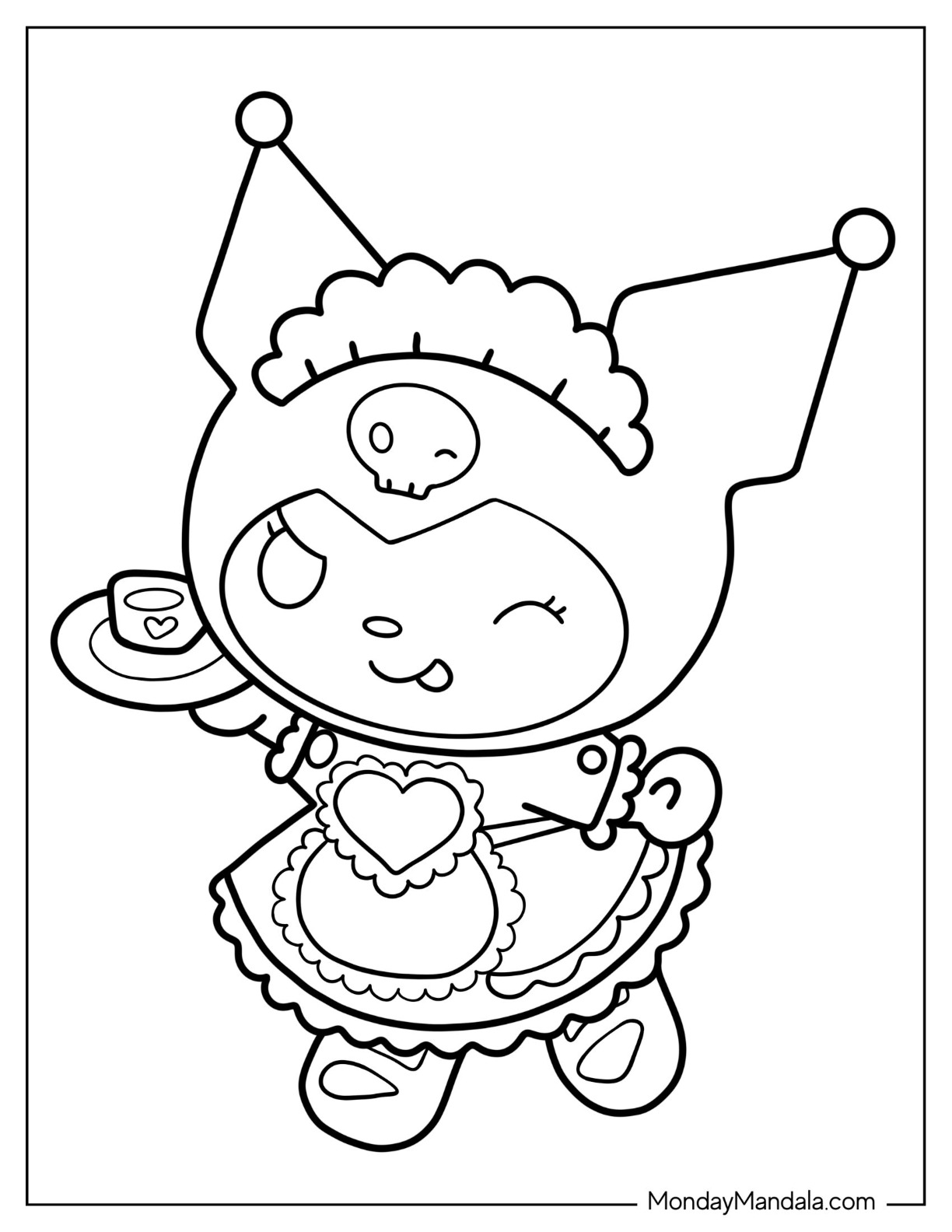 Kuromi coloring pages free pdf printables