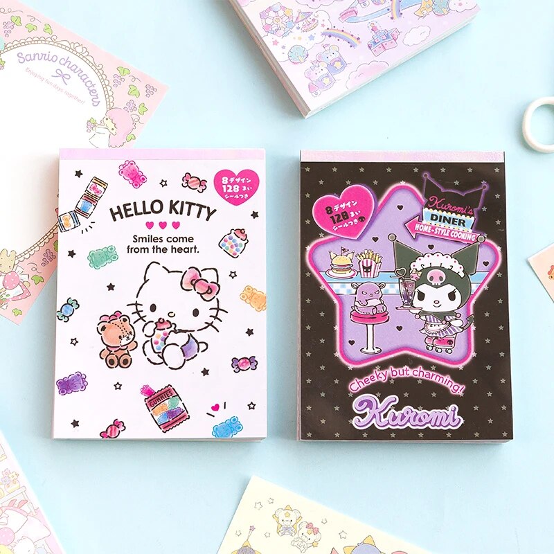 Anime sanrioed note paper coloring page extra thick memo with stickers kawaii kuromi cinnamoroll my melody scratch pad