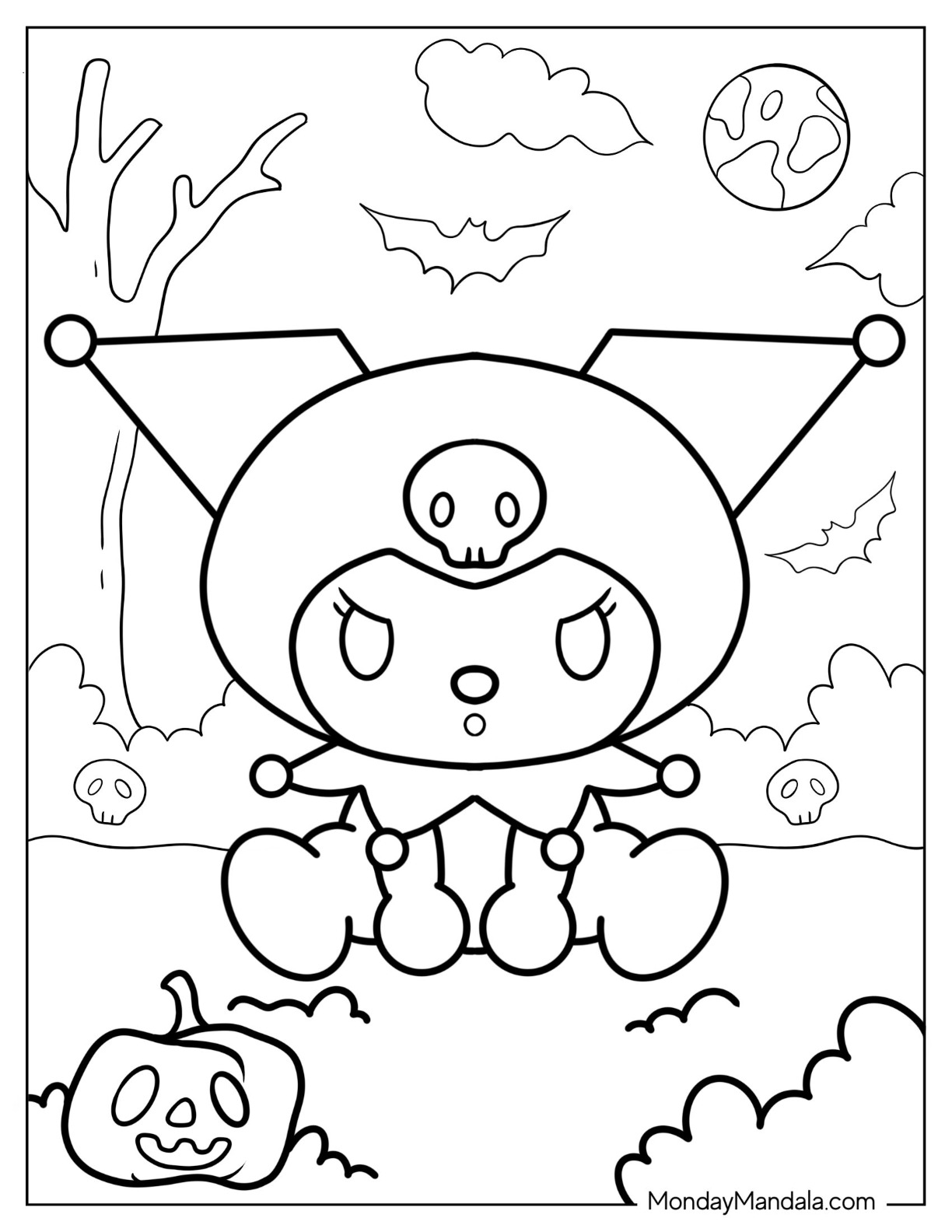 Kuromi coloring pages free pdf printables