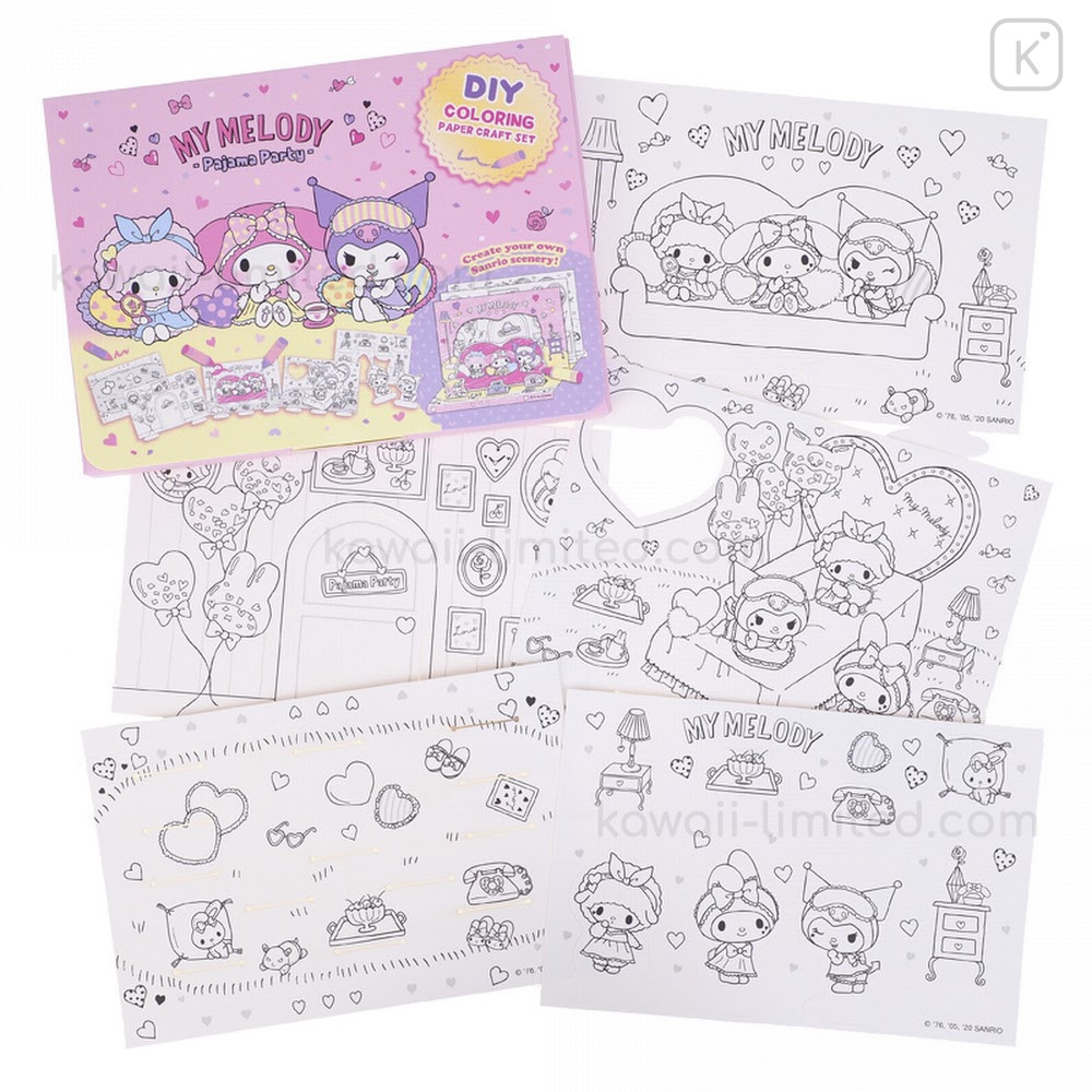 Sanrio diy coloring paper craft set