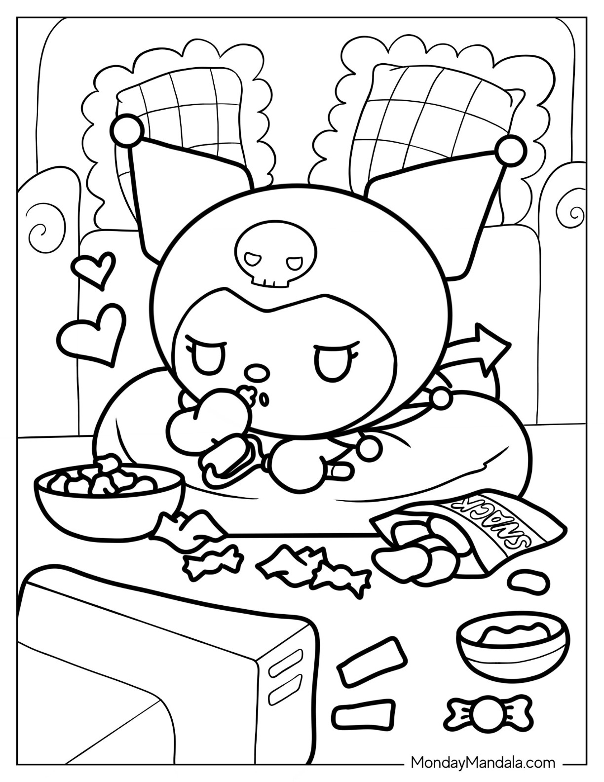 Kuromi coloring pages free pdf printables