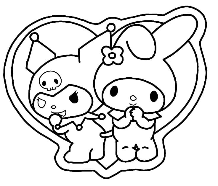 Kuromi and my melody coloring page