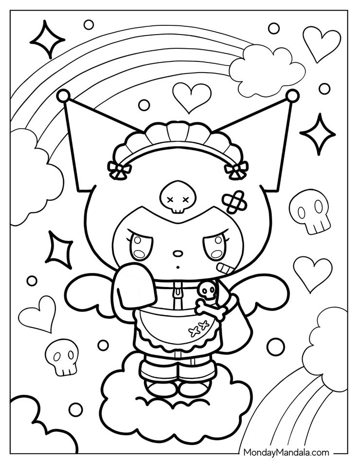 Kuromi coloring pages free pdf printables hello kitty colouring pages cute coloring pages hello kitty coloring