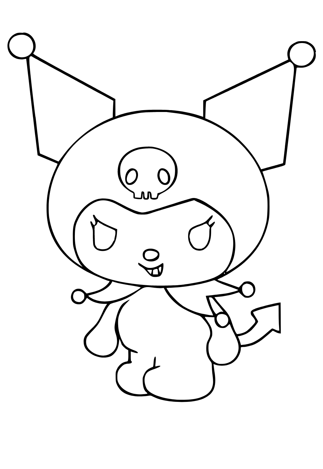 Free printable kuromi easy coloring page for adults and kids