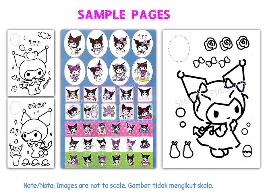 Kuromi sanrio activity colouring sticker book a for kids boys girls buku mewarna budak murah