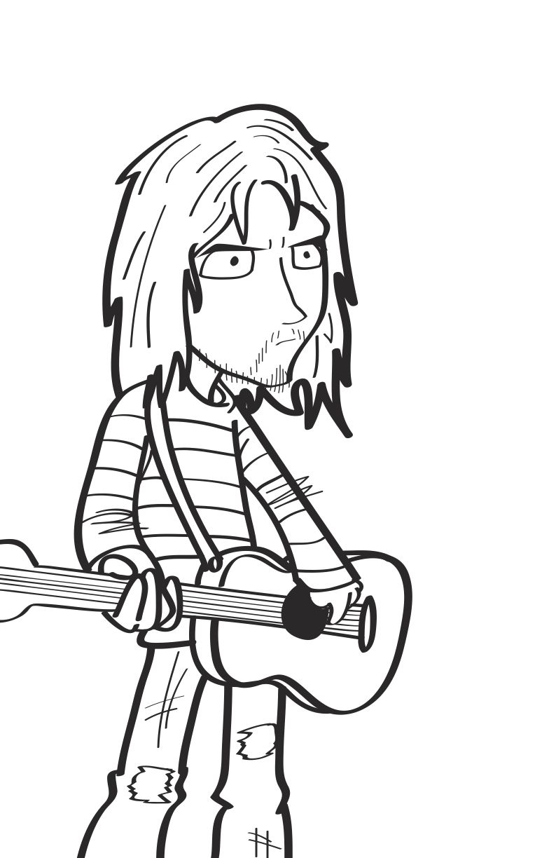 Kurt cobain coloring pages fictional characters humanoid sketch