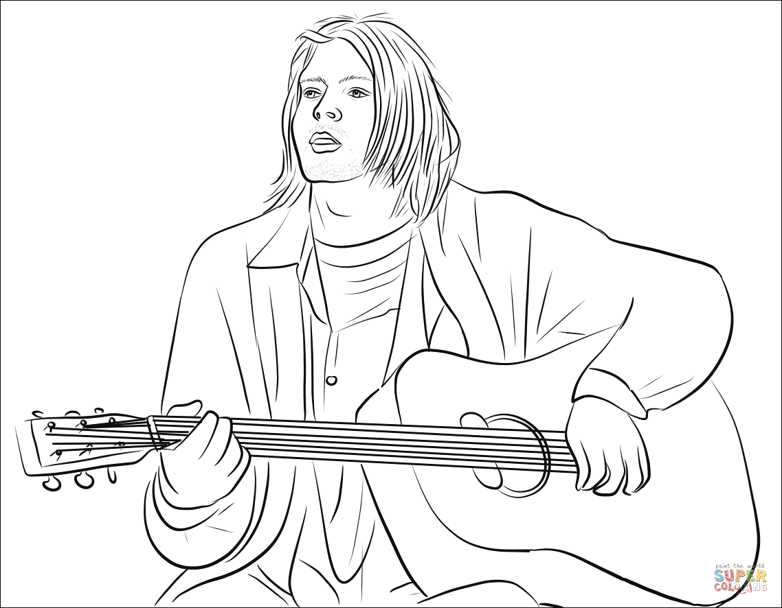 Kurt cobain coloring page free printable coloring pages