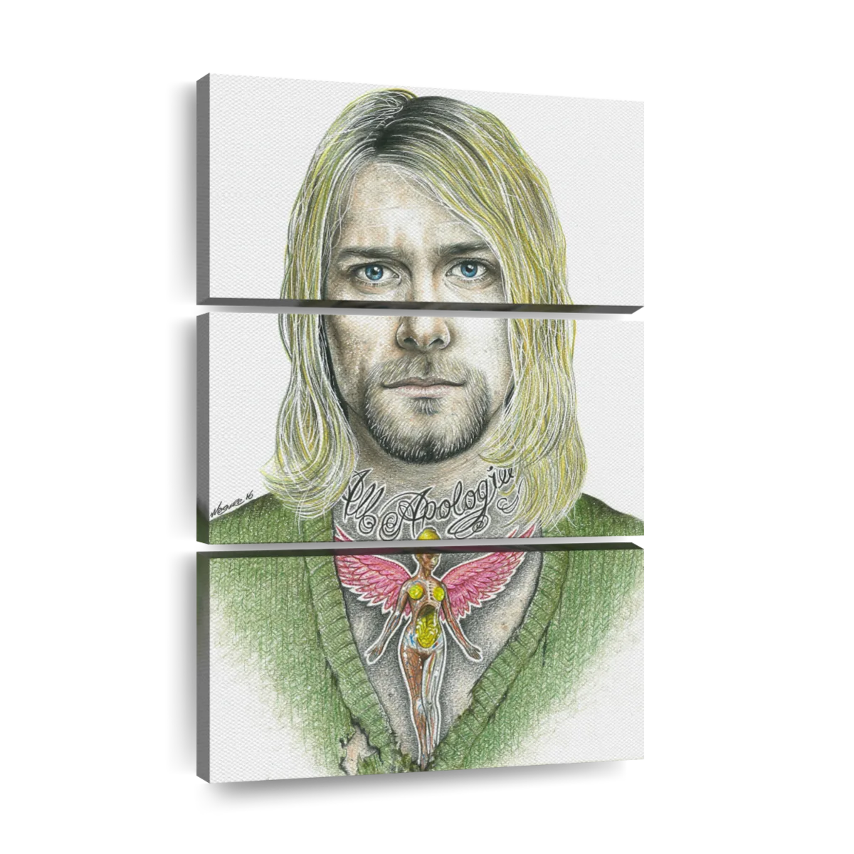 Inked kurt cobain art canvas prints frames posters