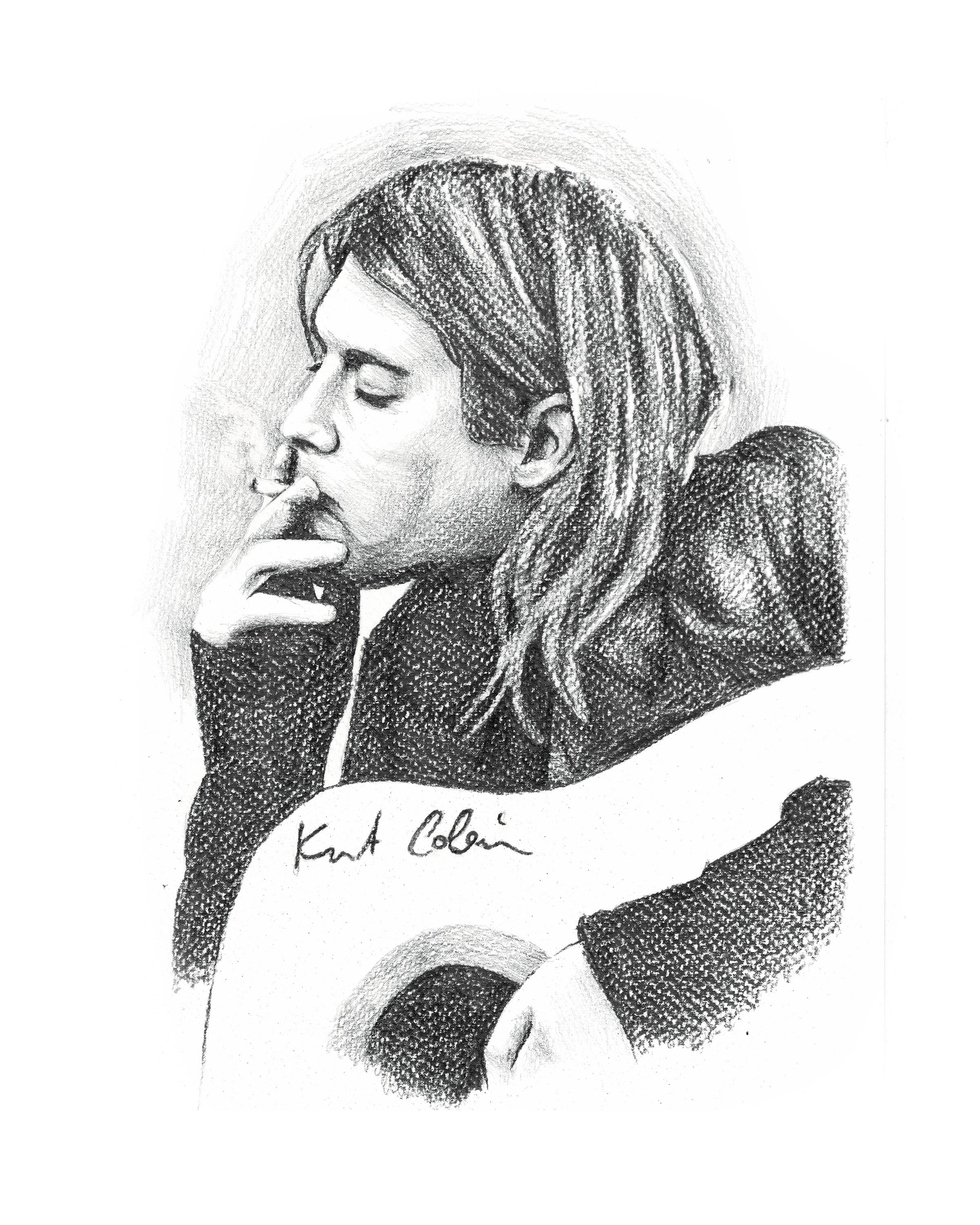 Pencil sketch of kurt cobain xinches graphite on paper rdrawing