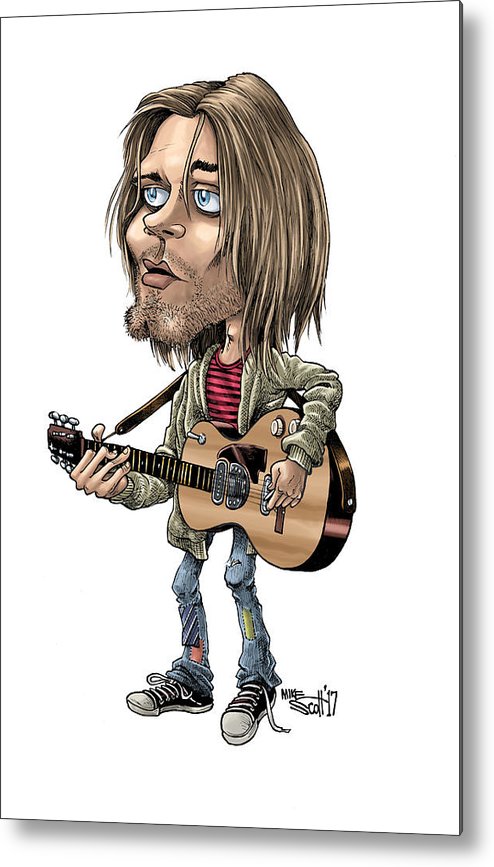 Kurt cobain in color metal print by mike scott