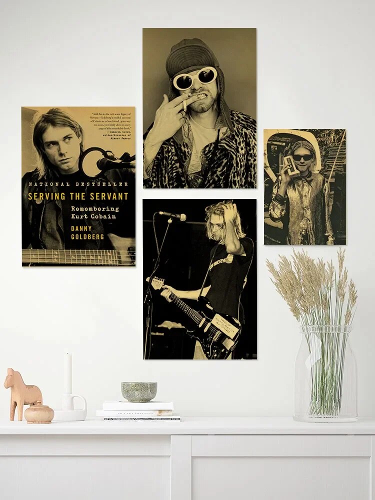 Inger kurt cobain poter rock and roll muic retro kraft paper ticker diy vintage room bar cafe decor gift art wall painting