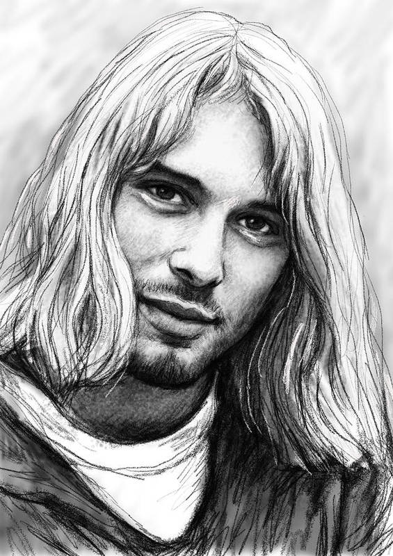 Kurt cobain art drawing sketch portrait art print by kim wang