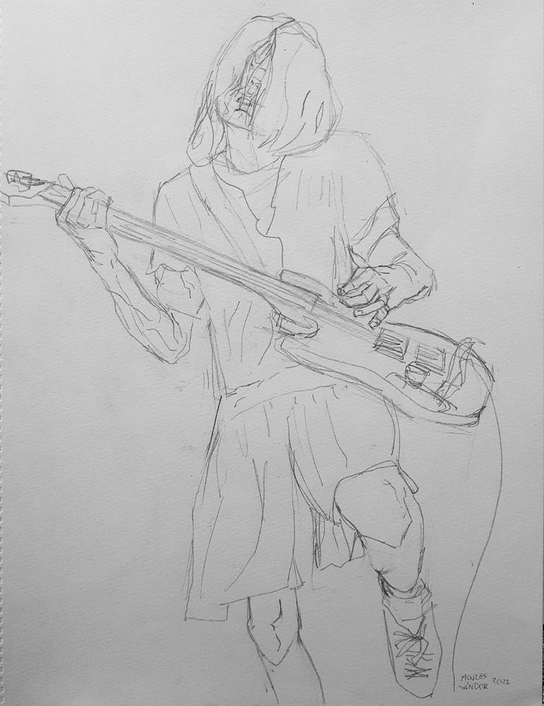 Kurt cobain in his dress drawing by sãndor mojzes saatchi art