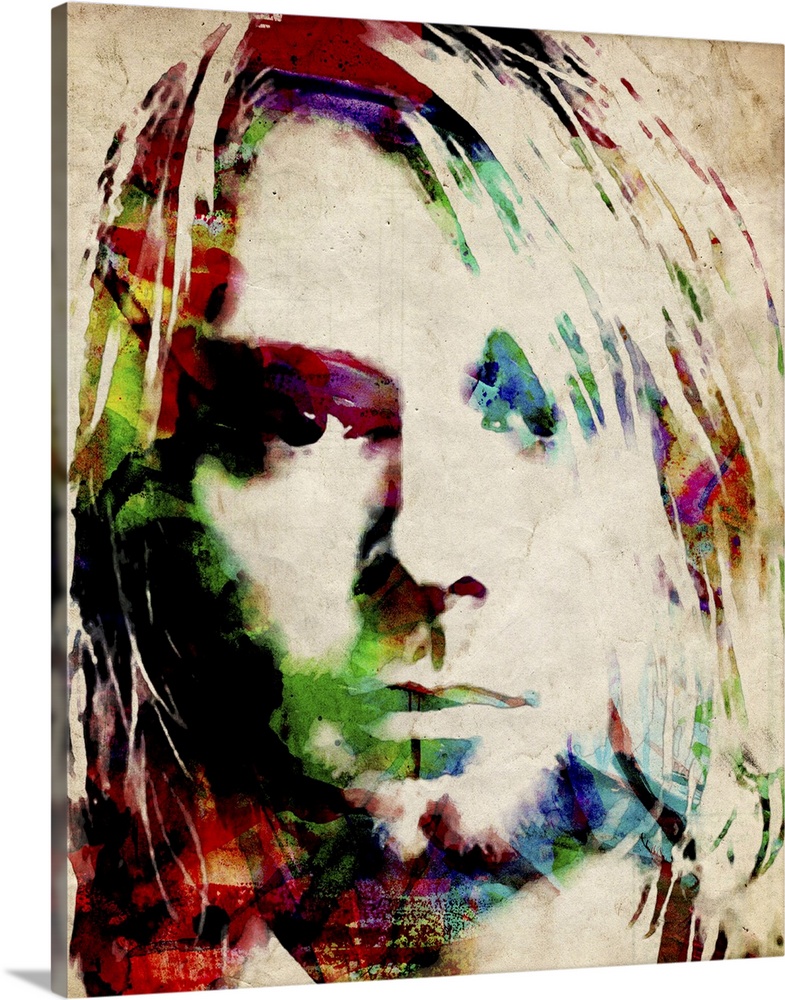 Kurt cobain urban watercolor wall art canvas prints framed prints wall peels great big canvas