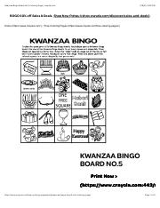 Kwanzaa bingo board no coloring page crayolapdf