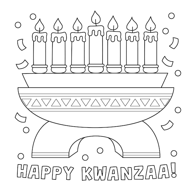 Premium vector happy kwanzaa kinara coloring page for kids