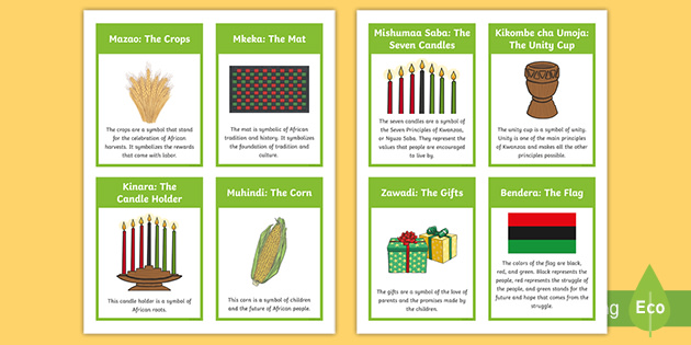 Kwanzaa symbols fact cards for kids usa