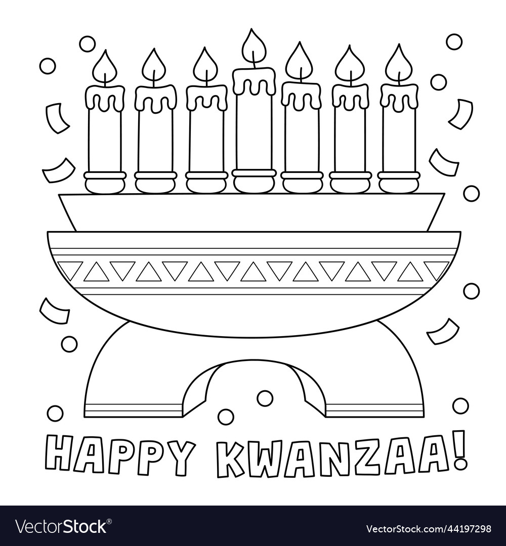 Happy kwanzaa kinara coloring page for kids vector image