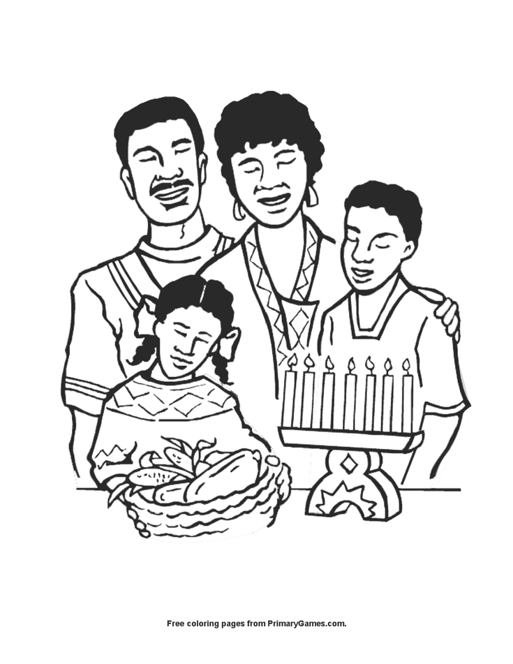 Family celebrating kwanzaa coloring page â free printable pdf from