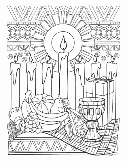 Kwanzaa mishumaa saba coloring page