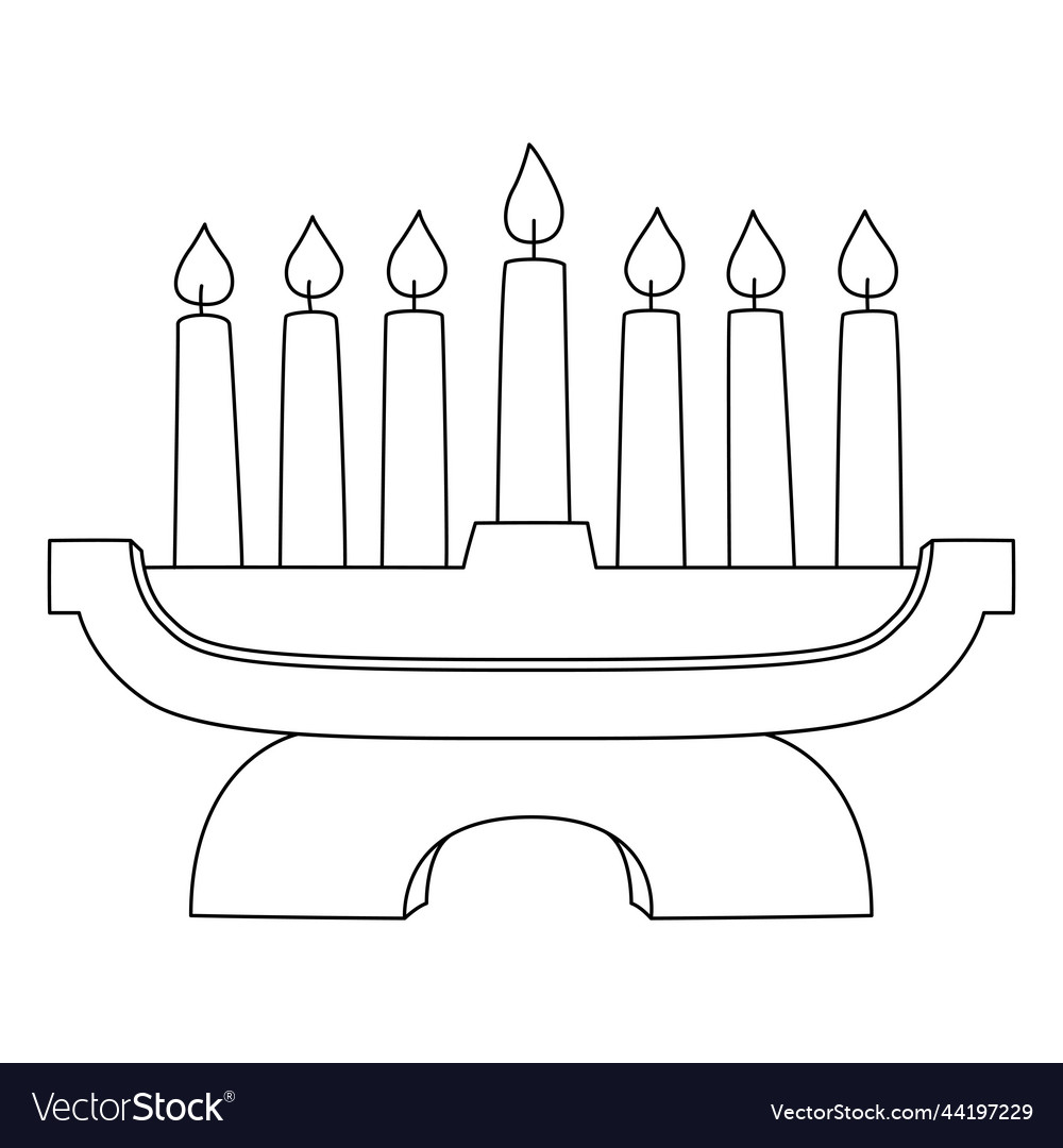 Kwanzaa kinara isolated coloring page for kids vector image