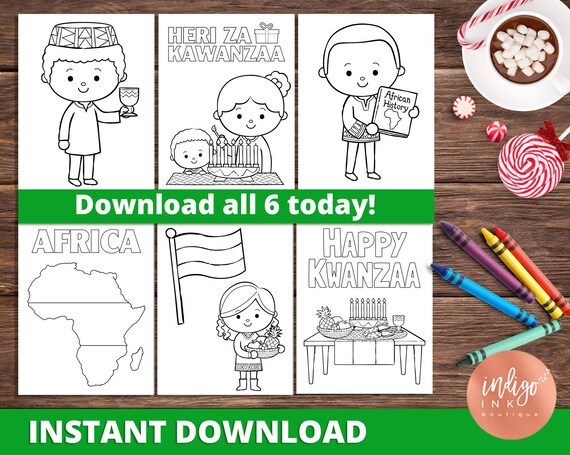 Kwanzaa coloring pages for kids instant download africa