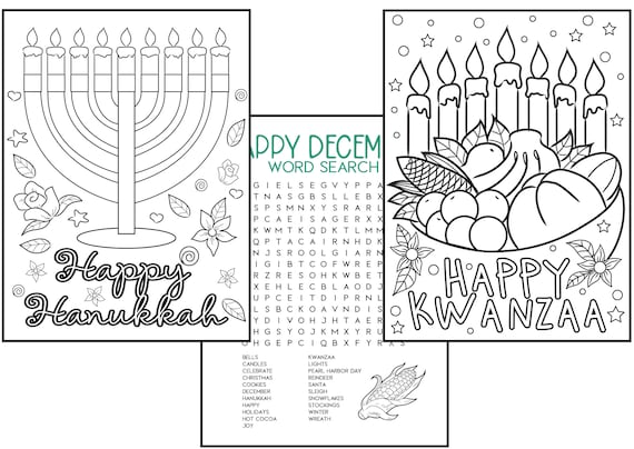 Kwanzaa activity and coloring pages for kids happy kwanzaa digital download printableshanukkah activities december word search