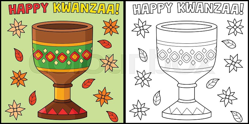 Kwanzaa unity cup coloring page illustration stock vector