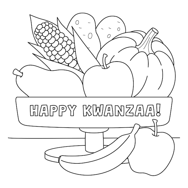 Premium vector happy kwanzaa mazao coloring page for kids