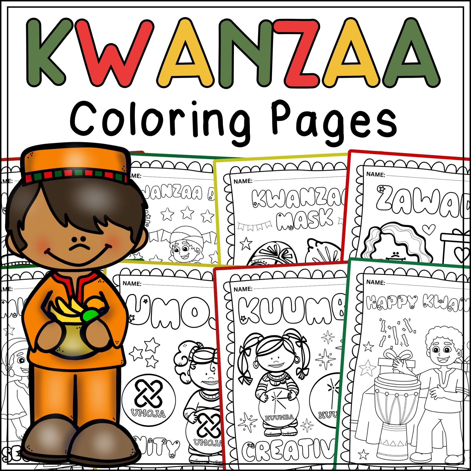 Celebrate kwanzaa principles ultimate classroom decor crafts coloring bundle made by teachers