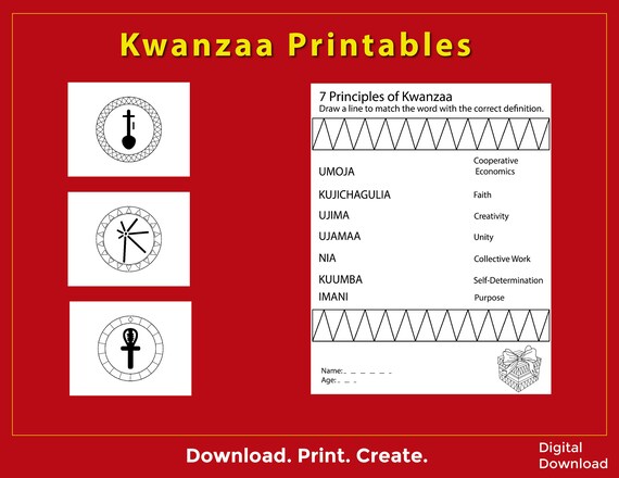 Kwanzaa activity printables digital coloring pages decorations for kids cut out games the seven principles of kwanzaa download instant download