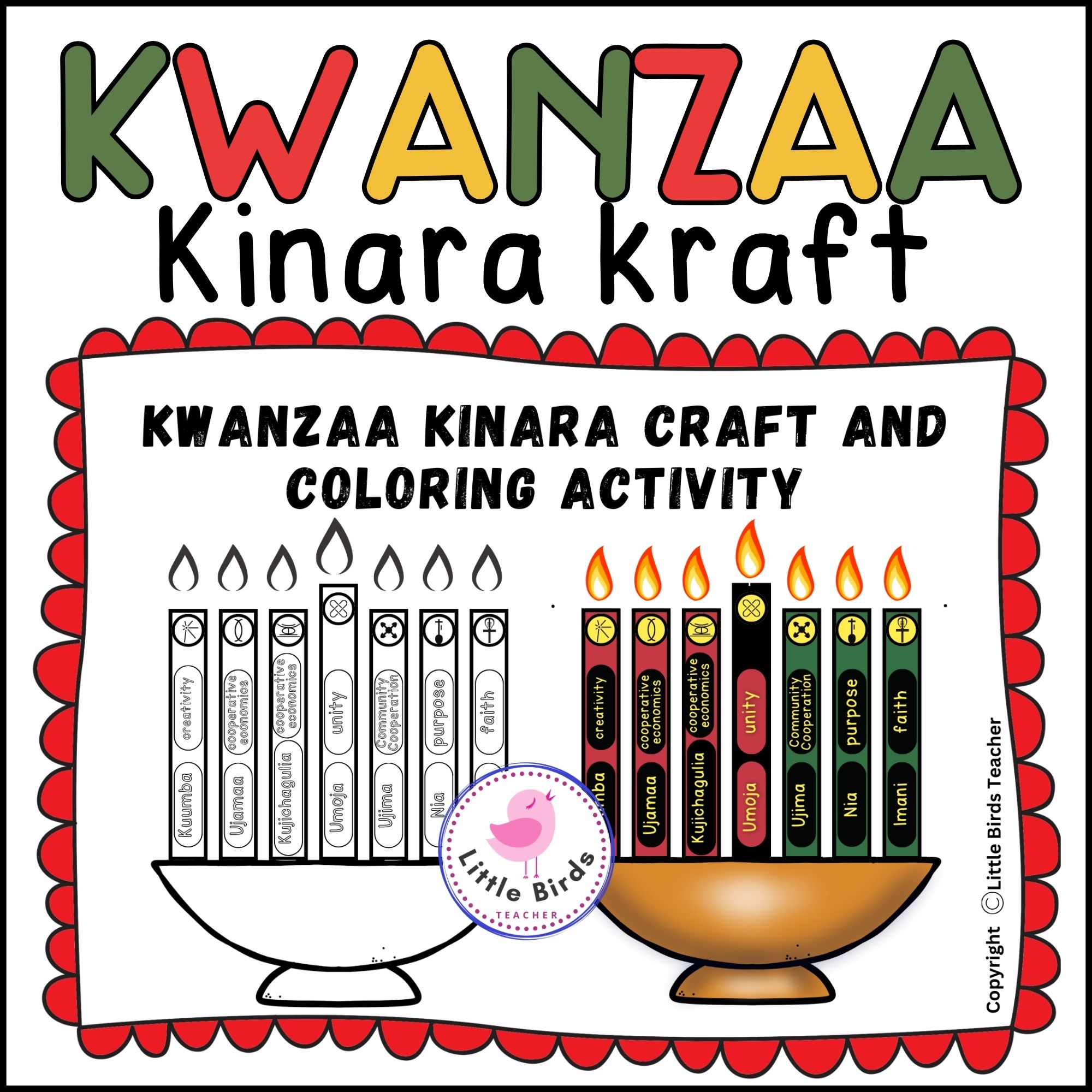 Kwanzaa kinara craft coloring kit