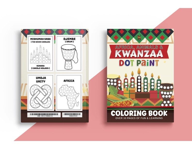 Africa animals and kwanzaa dot paint and coloring book