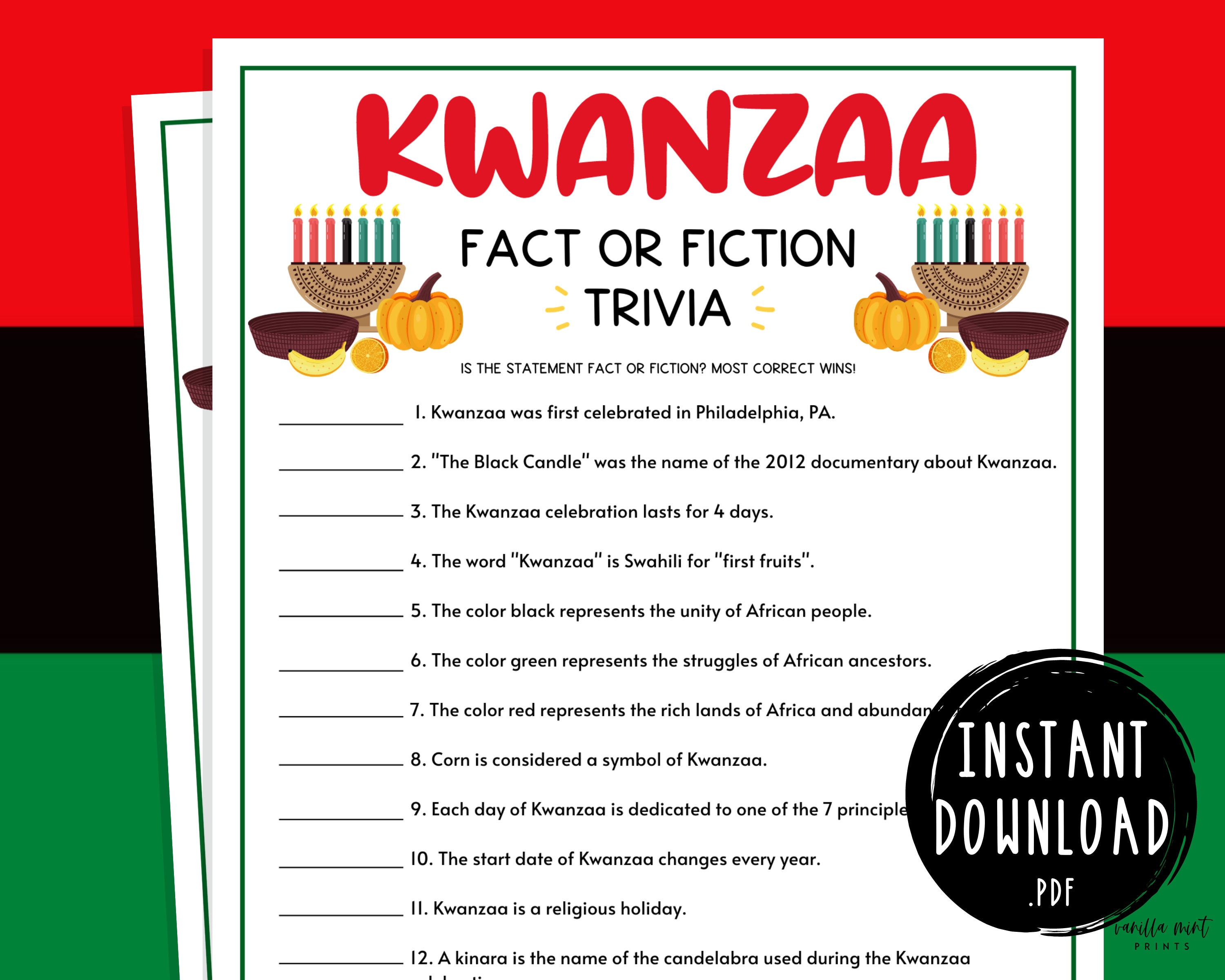 Kwanzaa trivia game printable kwanzaa party games fun activities for adults kids africa african heritage game happy kwanzaa