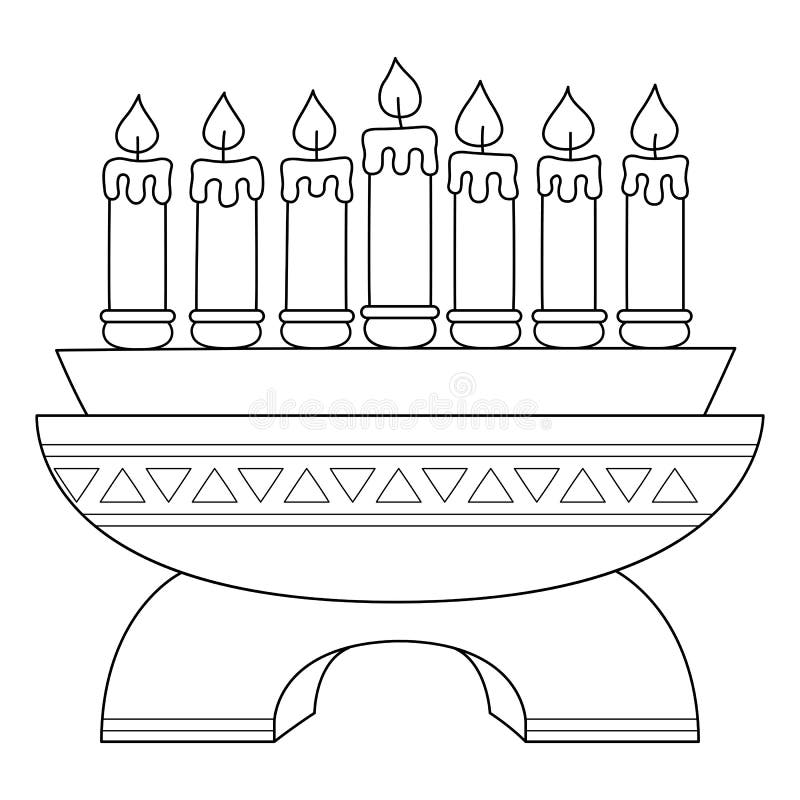 Kwanzaa kinara isolated coloring page for kids stock vector