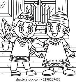 Hakuun kwanzaa children kinara coloring page kids liittyvã vektorikuva rojaltivapaa