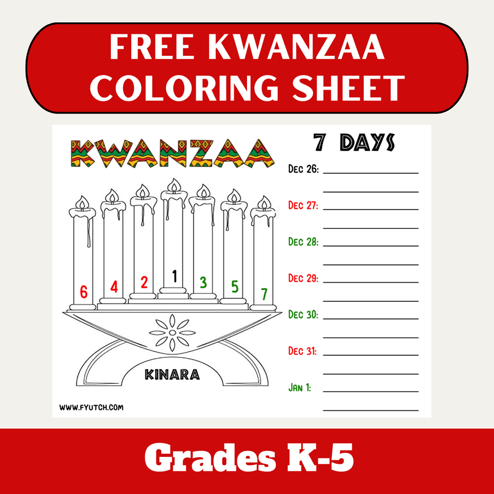 Free kwanzaa worksheet and coloring page grades k